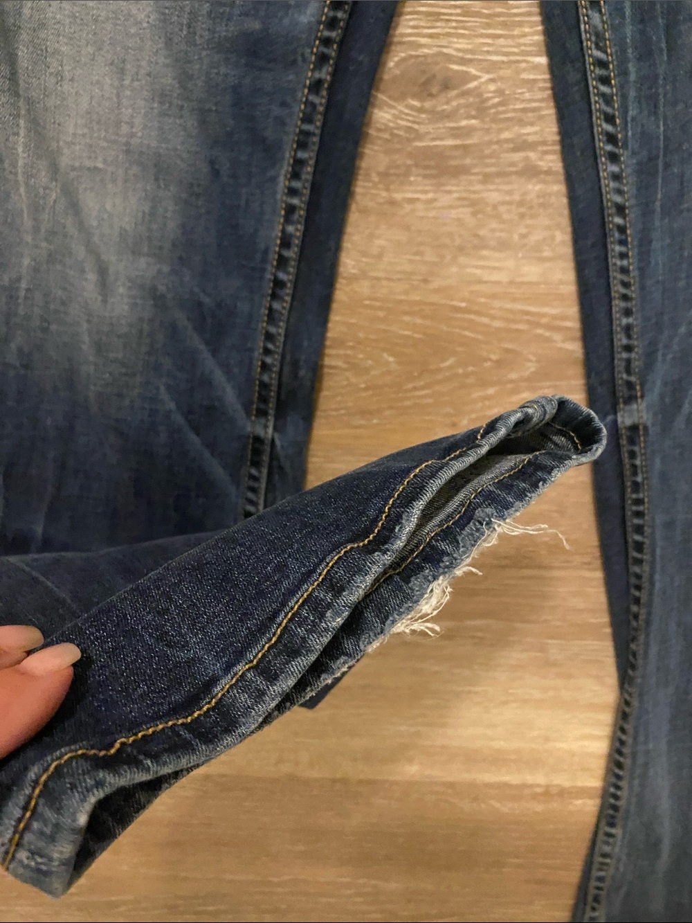 BKE Women's Blue Flare Jeans with Whiskered Fading - Picture 8 of 14